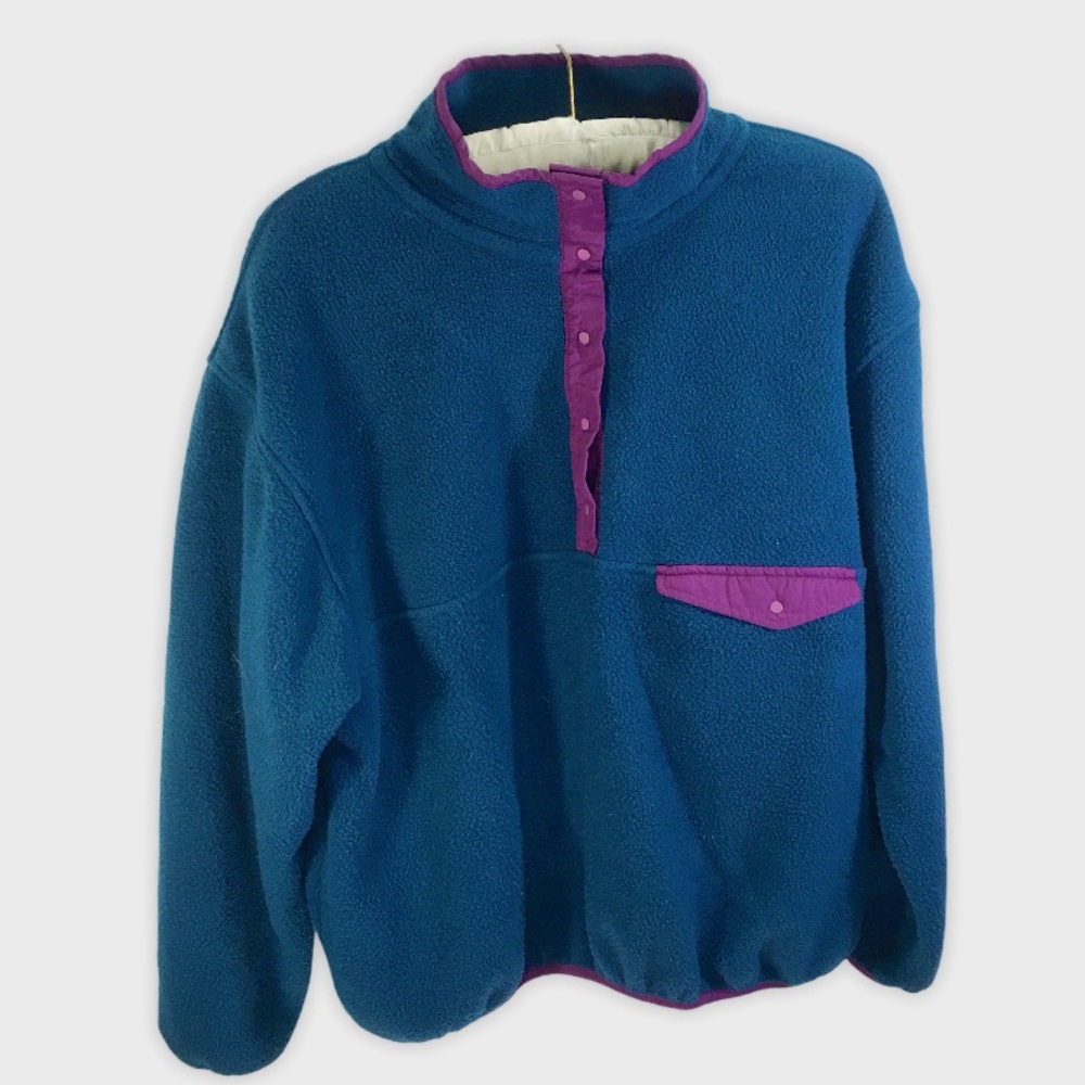 EMS navy purple snap pullover polartec fleece L